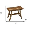 HomeRoots Contemporary Teak Shower Stool Or Bench In Natural Finish - 2 of 4