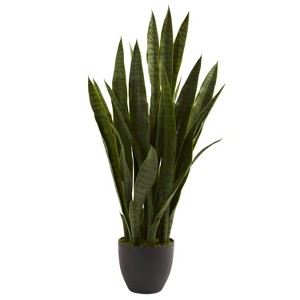 Tall Indoor Plant with Planter - 35" Decorative Green Foliage for Home Office Decor - 1 of 4