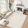 Modern Solid Area Rug Washable Living Room Rugs with Non Slip Backing Bordered Throw Carpet Foldable Neutral Floor Rugs - 2 of 4