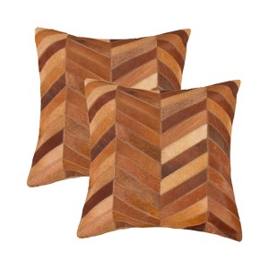 Natural Torino Chevron Cowhide Pillow | 2-Pack | Tan | 18"x18" - 1 of 4
