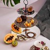 Spode Creatures of Curiosity 3-Tier Cake Stand with Handle, Victorian Style Prints - Fine China Plates with 22ct Gold Rim - 4 of 4