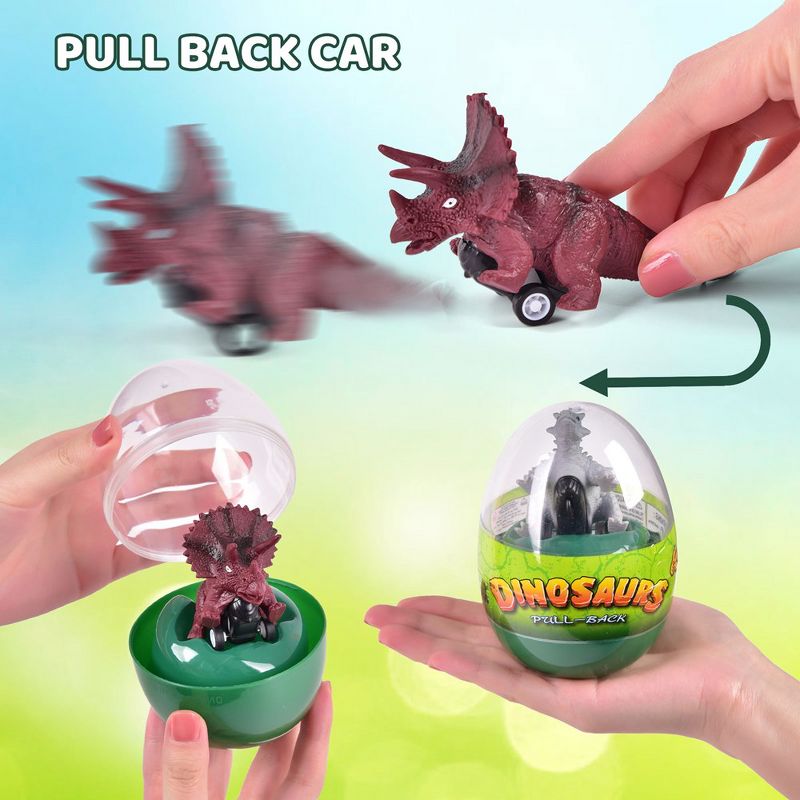 Fun Little Toys 12 PCS Easter Dinosaur Pull-Back Cars, 3 of 8