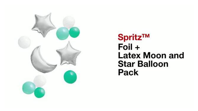 15ct Foil + Latex Moon and Star Balloon Pack - Spritz&#8482;, 2 of 7, play video