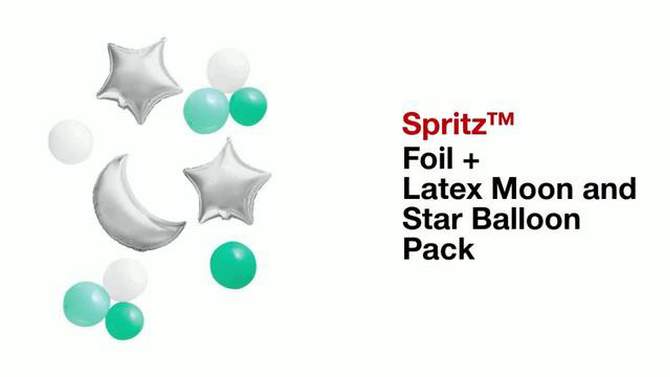 15ct Foil + Latex Moon and Star Balloon Pack - Spritz&#8482;, 2 of 7, play video