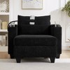 KTMBDW Convertible Sofa, Corduroy Chaise Lounge Sofa with 2 Cup Holders and Phone Holder, Armrests with Built-in Storage  for Bedroom - 4 of 4