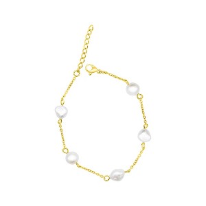 Adornia Tarnish Resistant Rhodium Plated Adjustable Station Freshwater Pearl Bracelet - 1 of 3