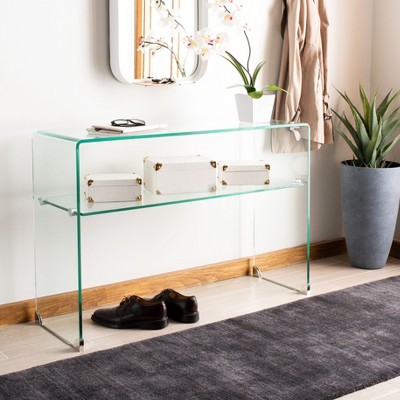 Elysian 43'' Clear Tempered Glass Console Table with Shelf