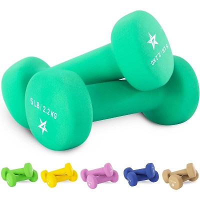 Neoprene Coated Dumbbell Hand Weight Sets of 2 - Multiple Weight Options with 15 Colors, Anti-roll, Anti-Slip, Hexagon Shape
