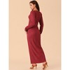 Seta T Women's Elegant Long Sleeve Round Neck Slit Hem Knit Maxi Dress - 4 of 4