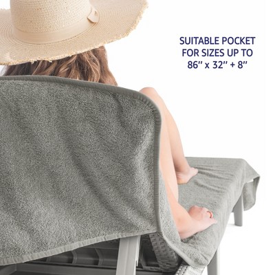 Rockridge Gray Cotton Chaise Lounge Cover with Pocket, 86" x 30"