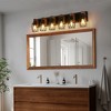 38" Industrial Vintage 6-Light Wall Sconce -Black Cage Wall Lighting Fixture with Wooden Accents for Bathroom,Hallway,Living Room (Bulb Not Included) - 3 of 4