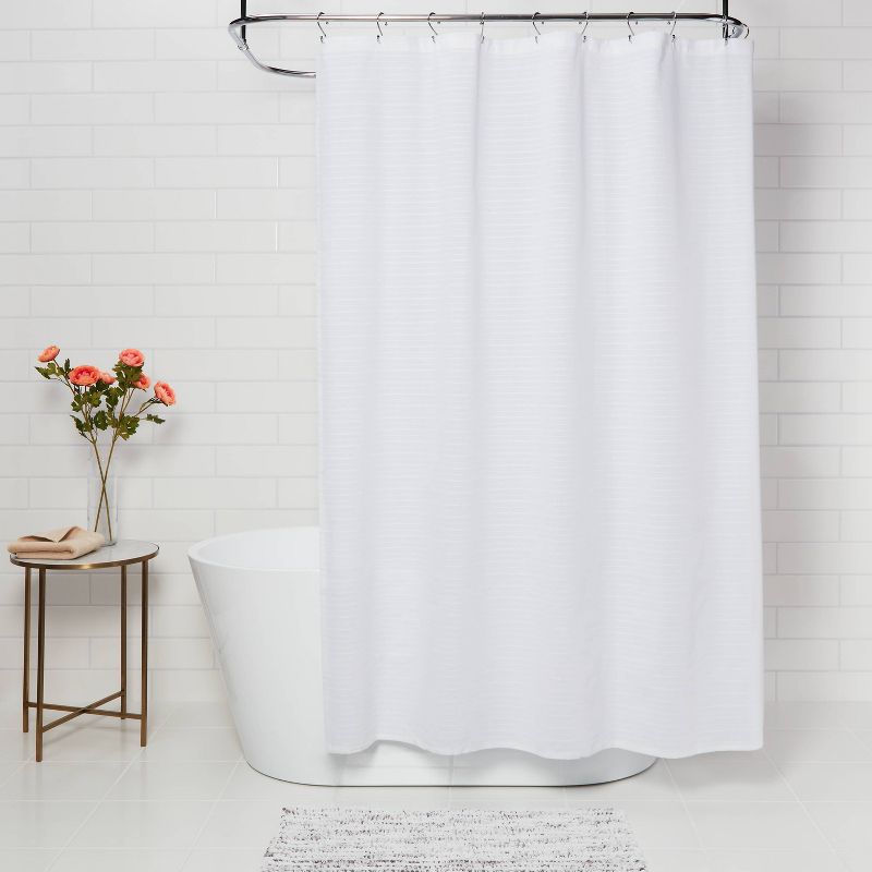 Woven Stripe Shower Curtain White - Threshold&#8482;, 2 of 8