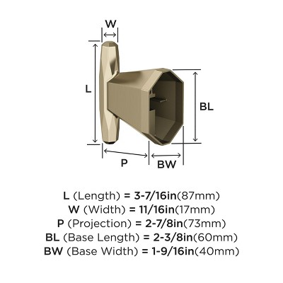 Golden Champagne Single Prong Zinc Wall Hook