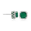 Ross-Simons 4.60 ct. t.w. Emerald and .10 ct. t.w. White Topaz Stud Earrings in Sterling Silver - 3 of 4