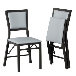 VECELO Foldable Dining Chairs Set of 2/4/6, No Assembly Heavy-Duty Metal Frame, Kitchen and Living Room Chairs, Black/Brown - 1 of 4