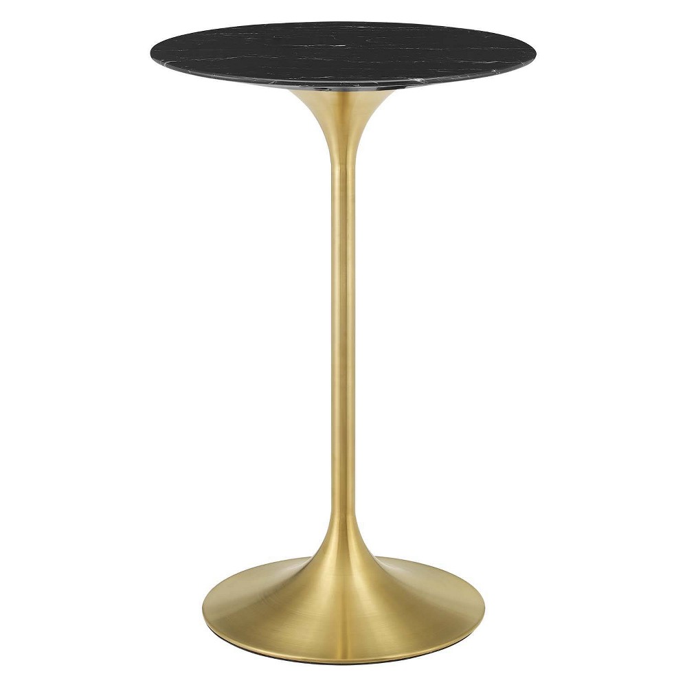 Photos - Dining Table Modway 28" Lippa Round Artificial Marble Bar Table Gold/Black  