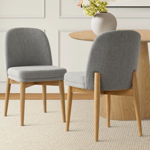 Upholstered Linen Dining Chairs with Solid Wood Legs, Modern Armless Fabric Chairs for Dining Room or Kitchen Table-Maison Boucle - 1 of 4