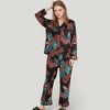 Anna-Kaci Lounge Women's Woven Two-Piece Pajama Set with Tropical Bird and Botanical Print Long Sleeve Top and Relaxed Fit Pants - 4 of 4