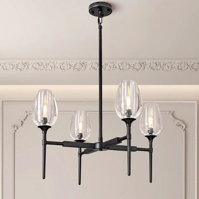 28" 4 Lights Crystal Pendant Light Fixtures