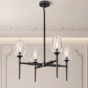 28" 4 Lights Crystal Pendant Light Fixtures - 1 of 4
