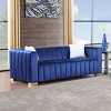 Modern Velvet Long Sofa,87”Channel Tufted Sofa Couch,Luxury 3 Seater Couch With Pillows & Gold Legs,Lounge Sofa Furniture-Cuddlewood - 3 of 4