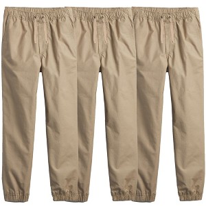Jumpstart  Boy's Slim Fitting Cotton Stretch Classic Twill Joggers-3 Pack - 1 of 4