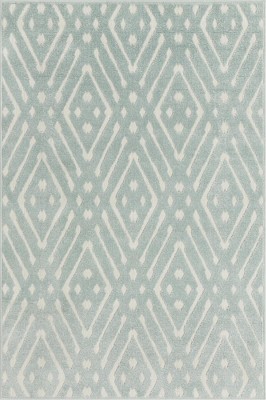 Light Blue Geometric 4' x 6' Synthetic Outdoor Area Rug
