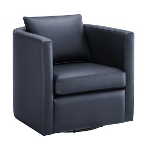 Swivel Ultra-Soft Performance Fabric Barrel Chair with Pocket Coil Seat and Reversible Cushions for Living Room - 1 of 4
