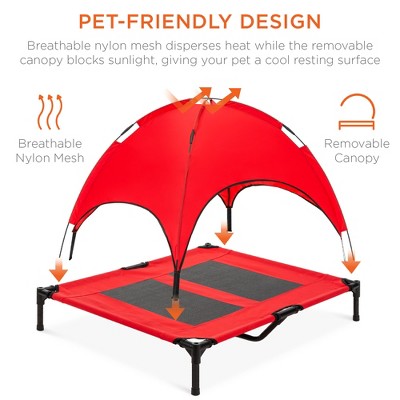 Red Elevated Outdoor Pet Bed with Removable Canopy