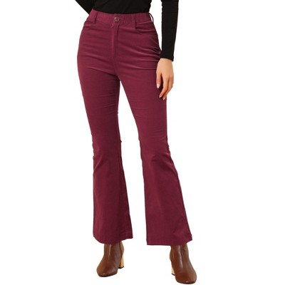 Women's High Waisted Elastic Waistband Flare Casual Corduroy Pants