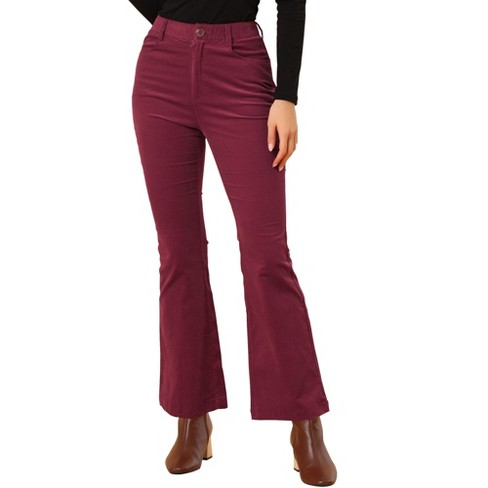 Women Corduroy Flare Pants Fashion Slim Fit Comfortable Solid Color Pocket  Casual Flared Pants Vintage Trousers 