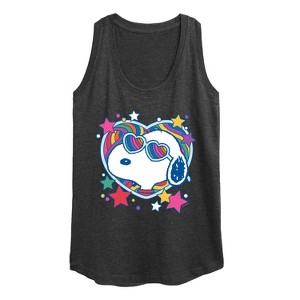 Women's - Peanuts - Snoopy Groovy Heart Graphic Racerback Tank - 1 of 4