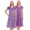 Collections Etc 2-pc Pack Tricot Gowns - 3 of 4