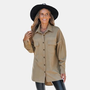 Women's Chic Corduroy Utility Overshirt Jacket - Cupshe - 1 of 4