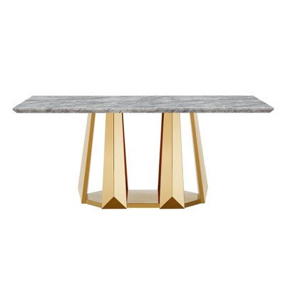 Dolonm 70-inch Modern Faux Marble Dining Table with Stainless Steel Base for 6 People