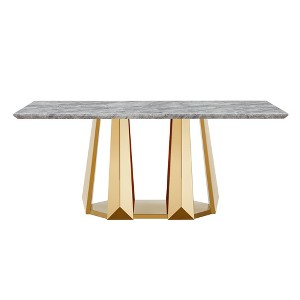 Dolonm 70-inch Modern Faux Marble Dining Table with Stainless Steel Base for 6 People - 1 of 4