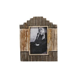 4x6 Monty Stepped Carved Natural Mango Wood Photo Picture Frame w/ Glass Pane - 1 of 4