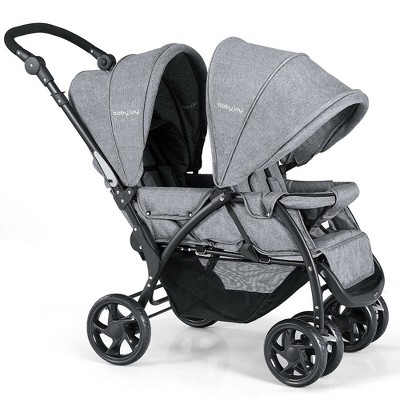 Foldable Double Baby Stroller Lightweight Front & Back Seats Pushchair