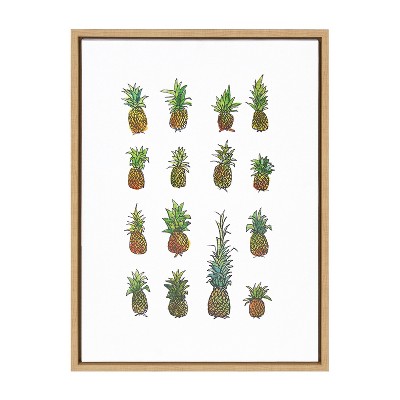 Kate and Laurel Sylvie Pineapple Set Framed Canvas by ViolaÿKreczmer, 18x24, Natural