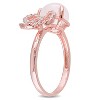 EVERLY JEWELRY | Rose Plated Sterling Silver 3 3/8ct TGW Rose Quartz and White Topaz Bow Drop Ring - 2 of 4