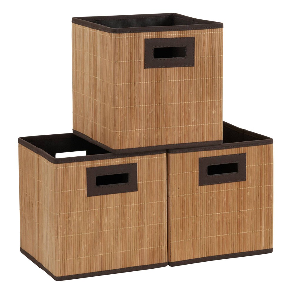 Photos - Clothes Drawer Organiser Household Essentials Set of 3 Bamboo Bins