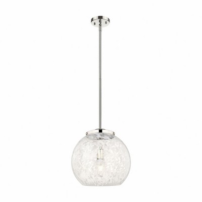 White Mouchette - 1 Light Stem Hung Pendant In Modern Style-17 Inches Tall and 13.75 Inches Wide