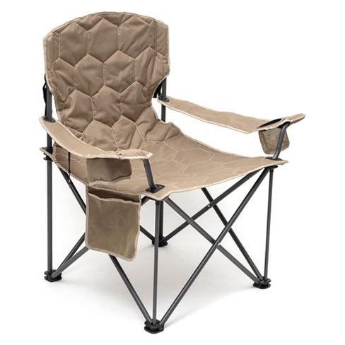 Sunnyfeel XL Oversized Portable Folding Soft Padded Outdoor Camping Lawn Chair with Built In Bottle Opener and 2 Cup Holders for Tall People, Khaki - image 1 of 4