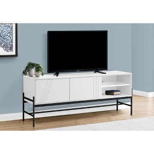 Monarch Specialties Tv Stand 60 Inch Console Media Entertainment Center Storage Cabinet White Laminate Black Metal Contemporary Modern - 1 of 4
