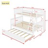 NicBex Twin Over Full Bunk Bed with Guardrail and Trundle,Rubber Wood Loft Bed with Ladder and Converts to 2 Twin Beds,Bunk Beds for Bedroom,White - 3 of 4