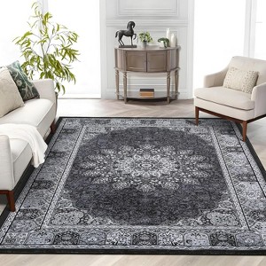 coucheta Vintage Neutral Printed Pattern Area Rug, Washable Boho Stain-Resistant Non-Slip Large Soft Carpet, for Living Room, Bedroom, Home Office - 1 of 4