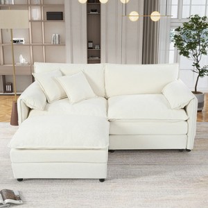 DOMETOUR Modern Chenille Cloud Couch Love Seat Upholstered Modular L Shaped Couch with Ottoman for Living Room, Apartment - 1 of 4