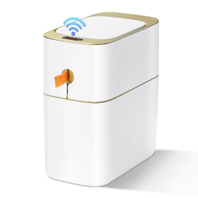 Automatic Bathroom Trash Can with Lid, 3.1 Gallon / 13L Smart Motion Sensor Touchless Small Waste Basket, Slim Plastic Garbage