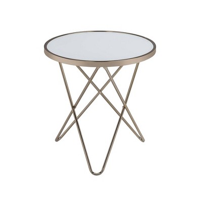 End Table Frosted Glass/Gold - Benzara