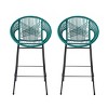 Set of 4 Outdoor Patio Barstools,Faux Wicker Bar Stools with Iron Frame,Modern Woven Bar Chairs for Garden or Balcony-Cuddlewood - 2 of 4